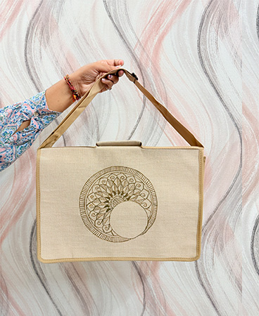 JUTE LAPTOP BAGS WITH HANDPAINTING