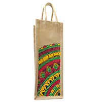 JUTE BOTTLE COVER , HANDPAINTED , DESIGNER BOTTLE HOLDER