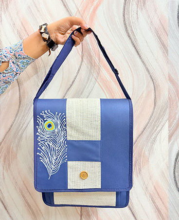 JUTE LAPTOP BAGS WITH HANDPAINTING