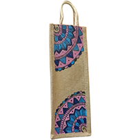 JUTE BOTTLE COVER , HANDPAINTED , DESIGNER BOTTLE HOLDER
