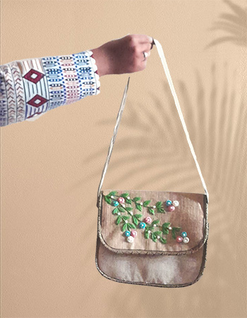 HAND EMBROIDERY JUTE SLING BAG , ECO-FRIENDLY , SUSTAINABLE BAG